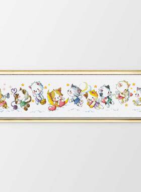 DMC绣线小小鱼十字绣套件 韩式SODA-G118可爱天使小猫咪印花