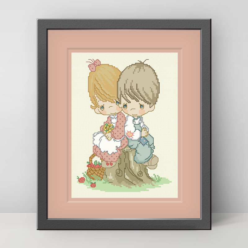 DMC绣线小小鱼十字绣套件H097水滴娃娃亲密无间韩式可爱精准印花