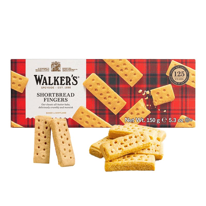 现货WALKERS沃尔克斯手指型黄油饼干150g*3盒曲奇网红进口小零食
