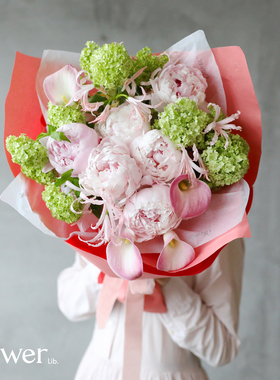 [清晨]植物图书馆杭州同城芍药花束粉色系花束送女友妈妈表白纪念