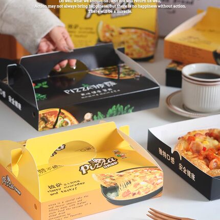 手提披萨盒子6/7/8/9/10/12寸Pizza打包一次性包装餐饮外卖打包盒