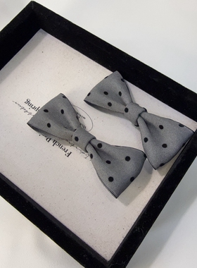 Miu系对夹蝴蝶结边夹发卡韩版一字夹可爱波点碎发夹子刘海夹皮筋