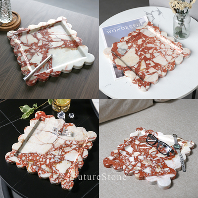 现代大理石托盘蜡烛托盘样板间化妆品香水饰品置物盘收纳装饰盘