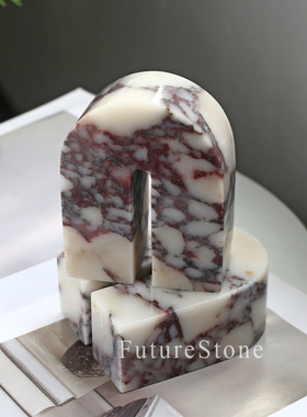 ins风现代天然卡紫大理石拱门摆件样板房客厅室内装饰品摆件摆设