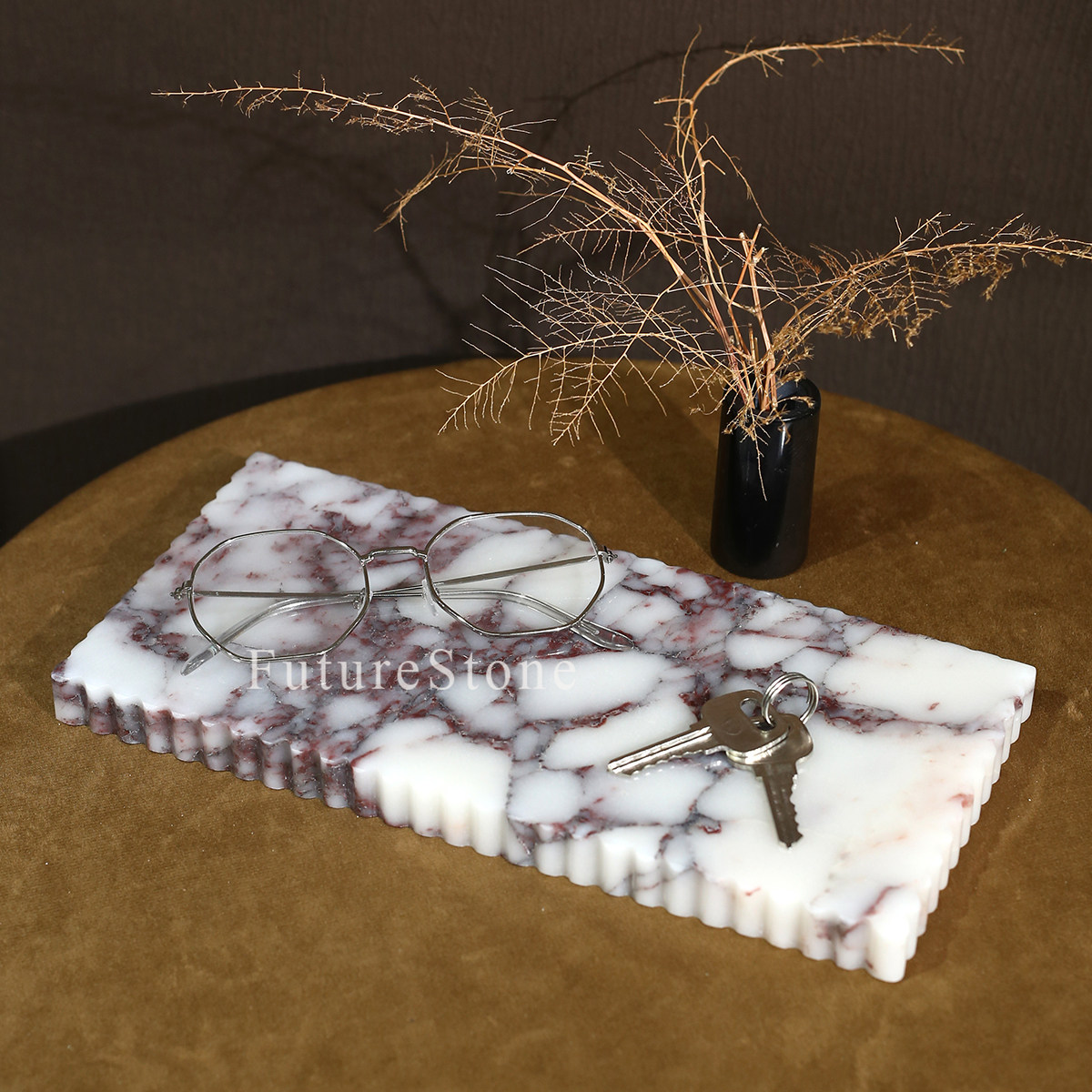 创意大理石香薰托盘手工波浪边收纳盘高端家居装饰托盘,家居饰品,香薰托盘,淘宝优惠券,粉丝福利购,淘宝优惠卷