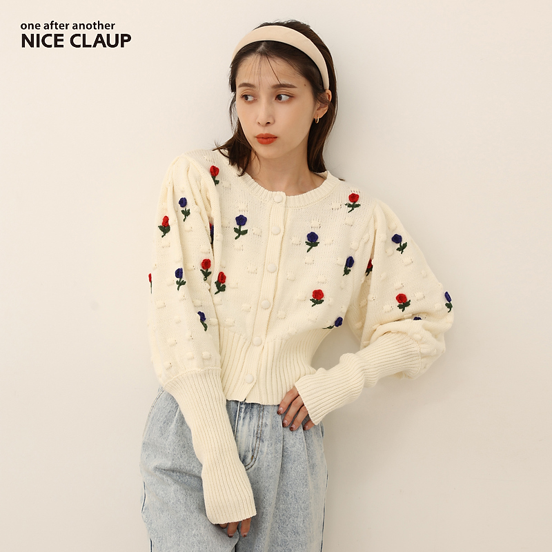 针织开衫NiceClaup日系花朵