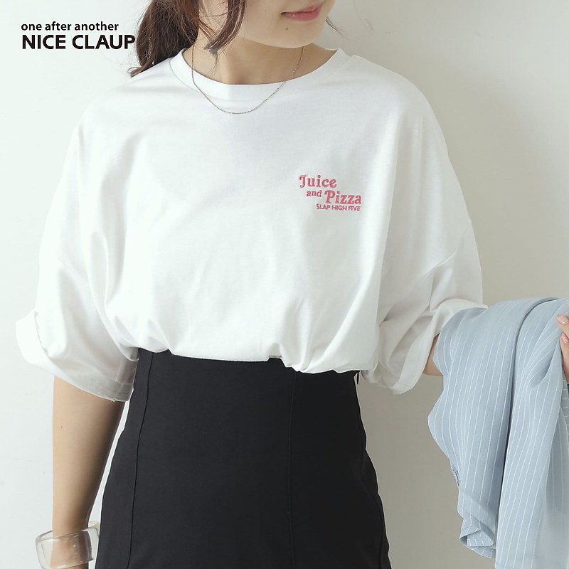 Nice Claup夏季日系可爱圆领短袖刺绣舒适T恤0822060030