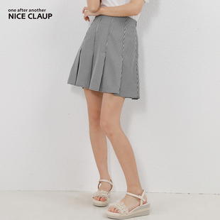 Nice Claup22夏新款日系小个子显瘦高腰百褶短裙半身裙0121010070