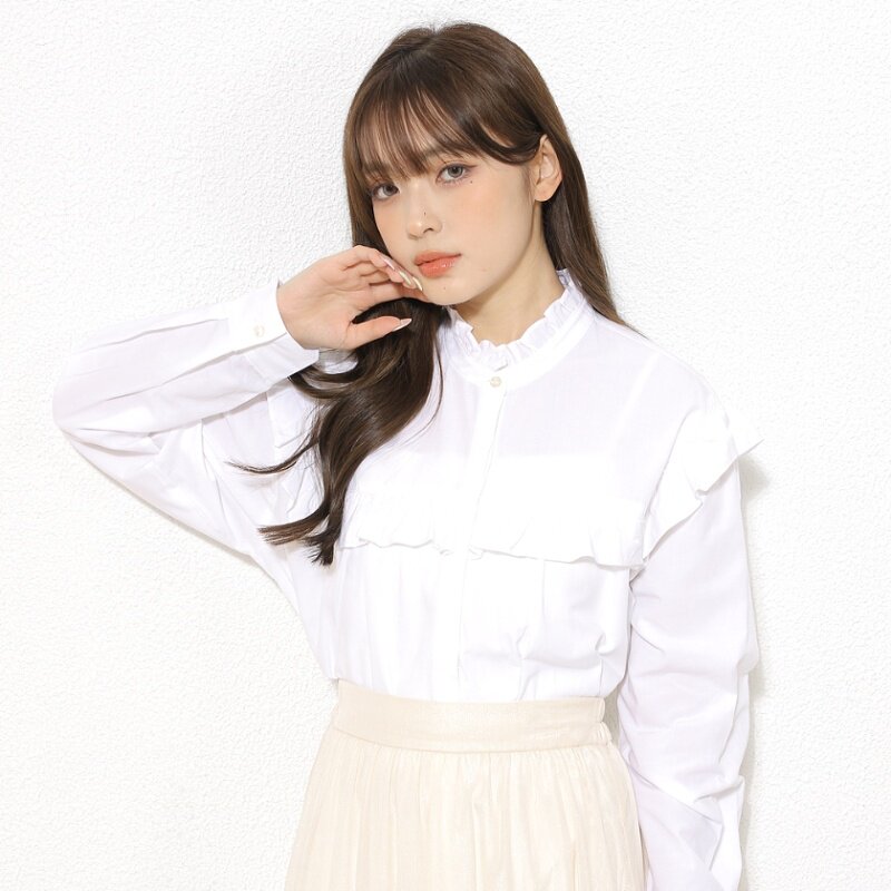 长袖衬衫纯色甜美日系