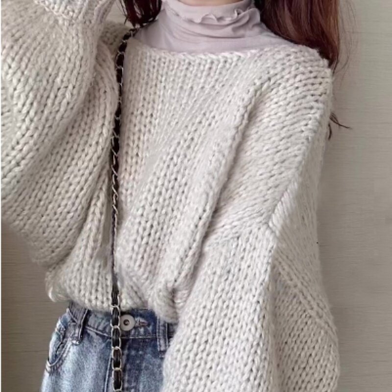 2023秋冬新品日系甜美可爱风复古大圆领毛衣0138013620