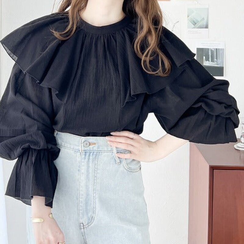 春夏新品日系甜美可爱风棉2WAY透明柳衬衫衬衫CE1070078