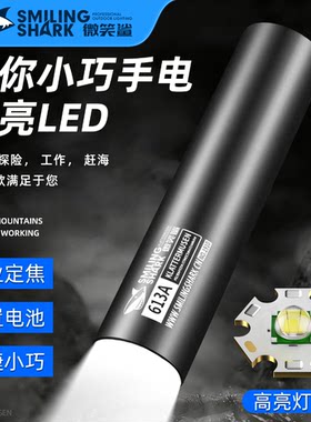 Z微笑鲨613迷你手电筒强光充电超亮长续航小便携户外家用