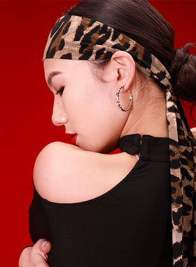 HC院校系列【时尚宠儿】新款拉丁舞发带印花面料豹纹发饰AP30