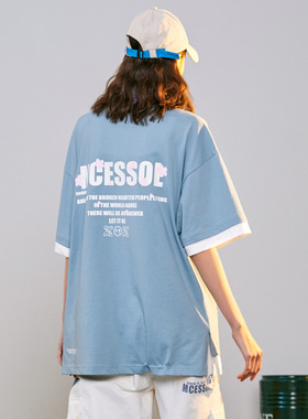 Mcessol潮牌polo衫短袖男女翻领t恤情侣装夏装港风纽扣开衫上衣服