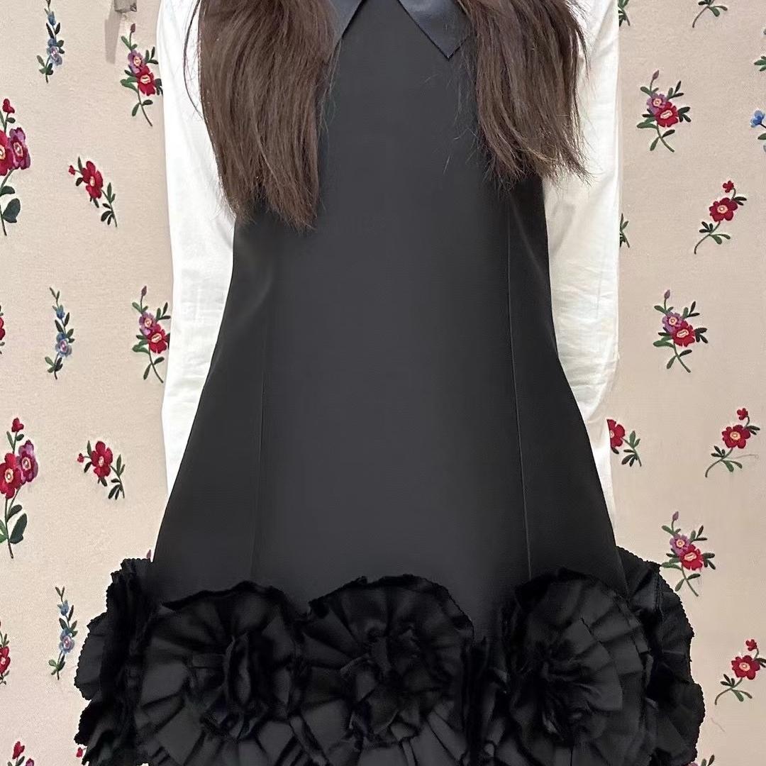 SST裙子花朵裙摆无袖连衣裙