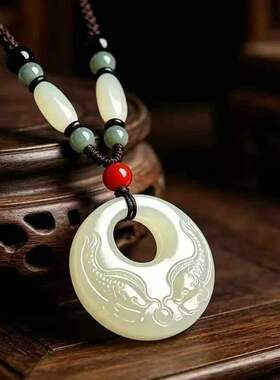 仿和田玉白玉年年有鱼吊坠毛衣链真玉玉佩玉石玉坠男女款项