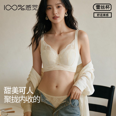 【拍两件149元】百分百感觉B杯中薄无钢圈聚拢调整内衣文胸7044