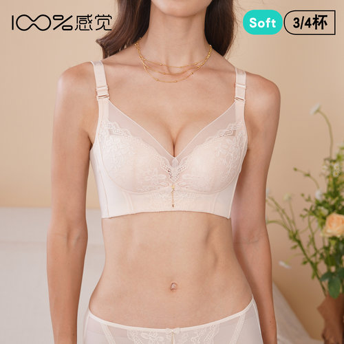 100%感觉百分百感觉A杯中厚无钢圈聚拢调整收副乳内衣文胸1756