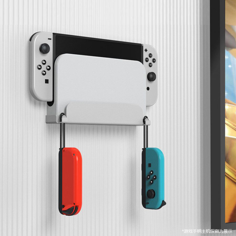 NS NINTENDO 스위치 호스트에 적합 벽걸이 형 스토리지 랙 OLED 게임 콘솔 네일 프리 벽 스토리지 냉각 브래킷 선반 금속 아크릴 호스트 액세서리 스토리지 랙 공간 절약