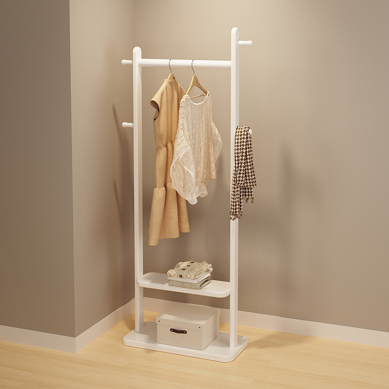 全实木落地挂衣架不占空间床边多功能置物架卧室轻奢衣帽架晾衣架