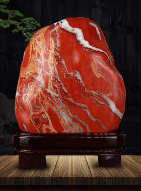 南非红碧玉鸡血石原石摆件天然奇石红色观赏石头客厅办公室装饰品