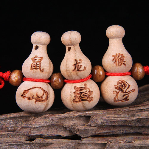桃木葫芦挂件钥匙扣12生肖手机链