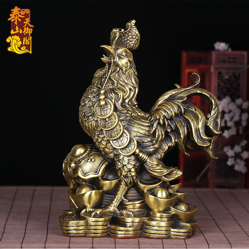 铜鸡摆件纯铜大公鸡十二生肖金鸡母鸡工艺品桃花家居卧室装饰礼品