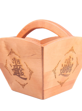 桃木米斗摆件老式四方升子招财