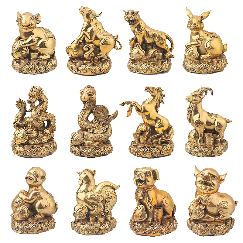 纯铜十二生肖摆件工艺品属鼠牛虎兔龙蛇马羊猴鸡狗猪吉祥物装饰品
