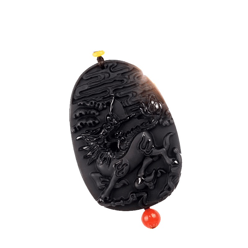 天御阁乌金黑曜石麒麟汽车挂件车内吊饰车载车用装饰品后视镜挂饰