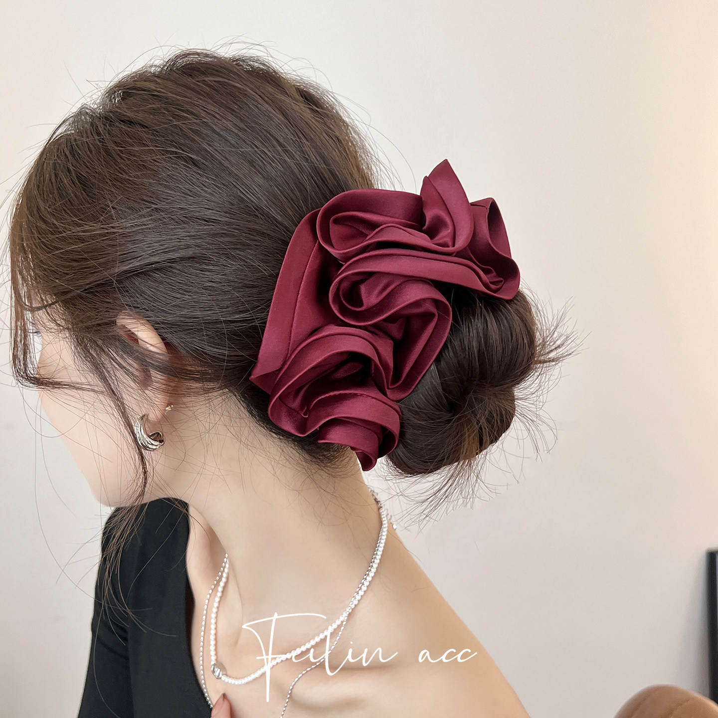 安可拉红色绸缎褶皱大肠发圈女2026新款头花高级感扎马尾发绳头绳,饰品/流行首饰/时尚饰品新,发饰,淘宝优惠券,粉丝福利购,淘宝优惠卷