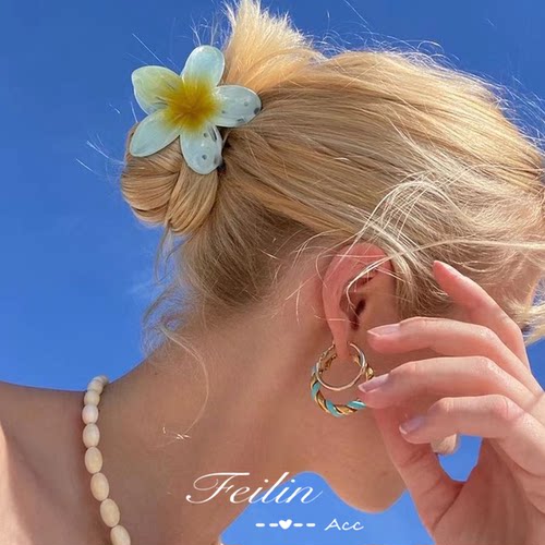 妃琳度假风小众设计感花朵抓夹