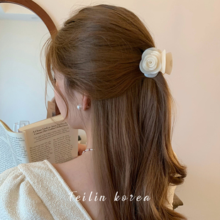 后脑勺半扎发发夹抓夹发饰小号夹子头饰女2025新款 醋酸玫瑰花发卡