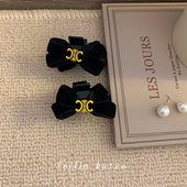 凯旋门丝绒蝴蝶结发夹边夹侧边前额刘海2026新款 抓夹小夹子头饰女