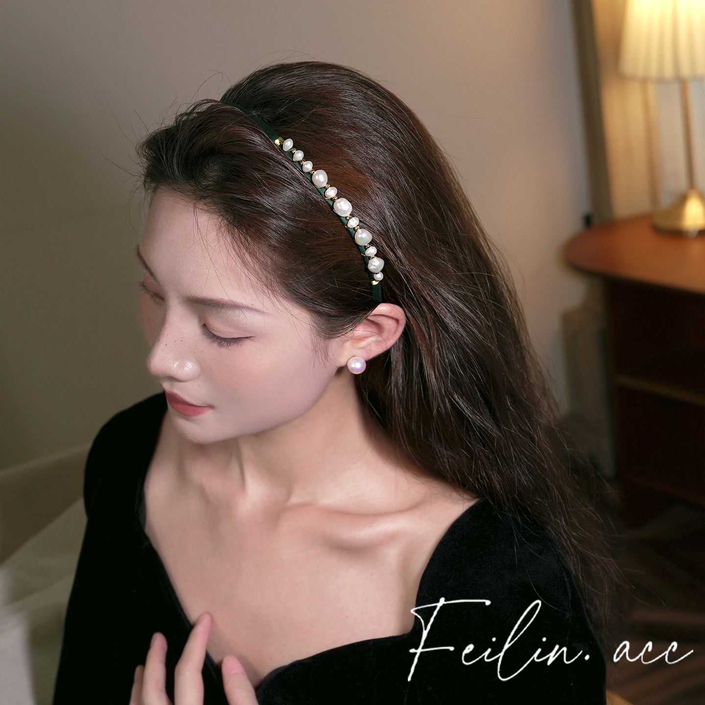 《人鱼冠冕》天然珍珠发箍女高级感洋气时尚发卡头饰高颅顶女轻奢