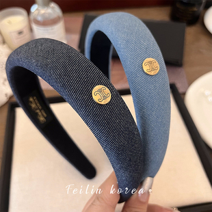 头饰洗脸压发牛仔头箍高级感洋气 2025新款 夏季 高颅顶发捆发箍女款