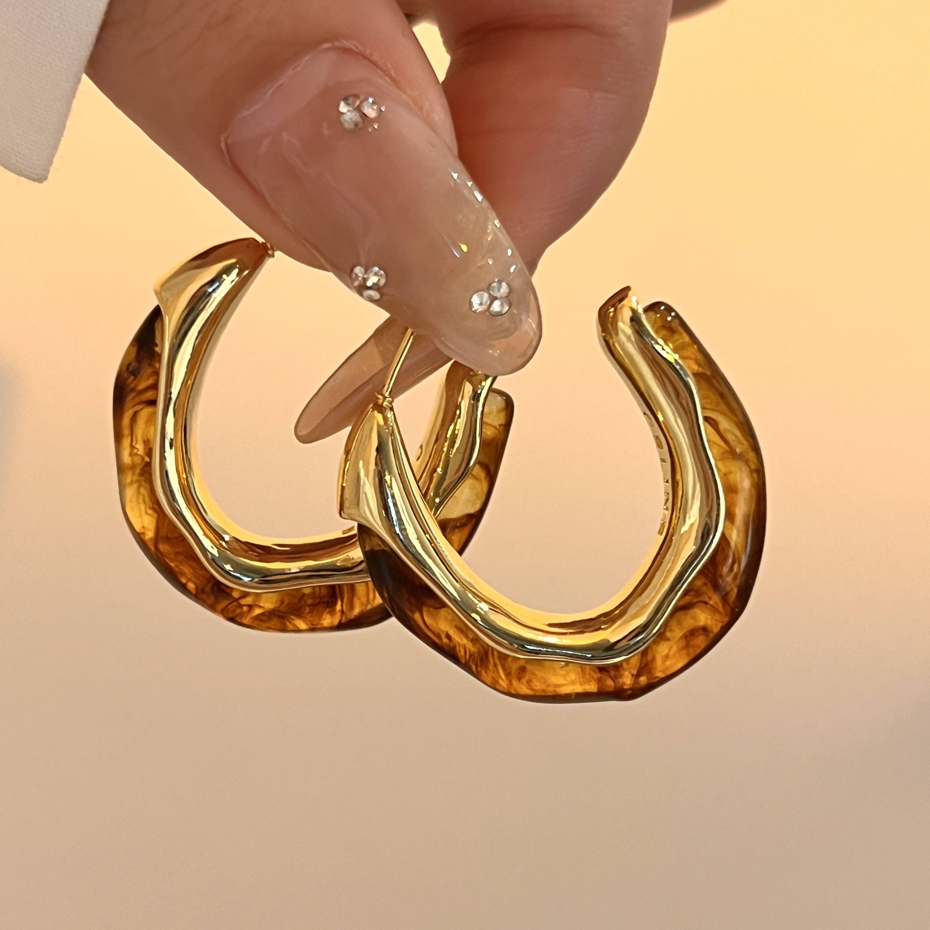 美拉德琥珀圈圈耳环圆环高级感秋冬2026新款复古港风耳饰耳钉女款,饰品/流行首饰/时尚饰品新,耳环,淘宝优惠券,粉丝福利购,淘宝优惠卷