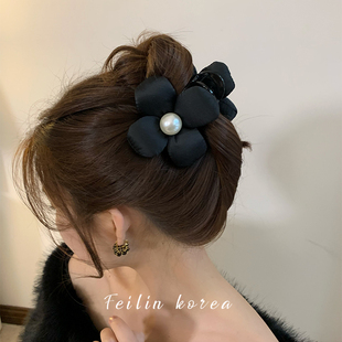 珍珠花朵抓夹女后脑勺中号发量少夹子头饰2026新款 高级感韩系发夹