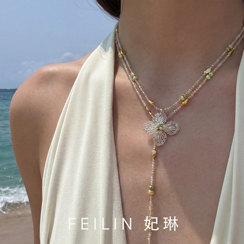 手工设计天然珍珠设计感度假海边项链女配饰锁骨链高级感轻奢小众
