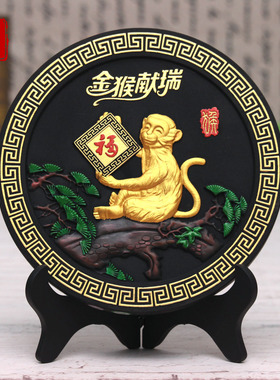 生肖猴摆件炭雕金猴子小礼品工艺品酒柜摆设家居客厅电视柜装饰品