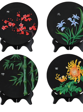 梅兰竹菊生日礼物活性炭雕工艺品