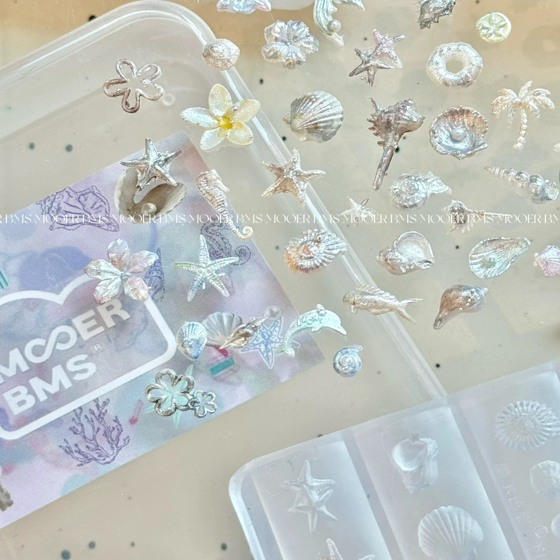 MOOERBMS 墨尔色彩夏威夷海洋贝壳海星鸡蛋花美甲模具