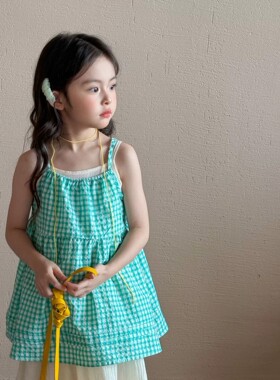 女童夏季套装2026新款儿童洋气时髦女宝宝纯棉薄款夏装背心裙子潮