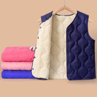 秋冬儿童羊羔绒棉马甲加绒加厚中大男童女童内外穿一体棉保暖背心