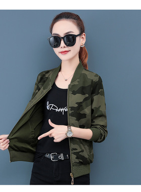 女土外套韩版迷彩加克衣夹克衫休闲褂子棒球服卡克二八月甲克上衣