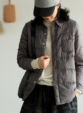 冬季嘉兴平湖轻薄内搭衬衣款版式领羽绒服女衬衫内胆外套打底棉服