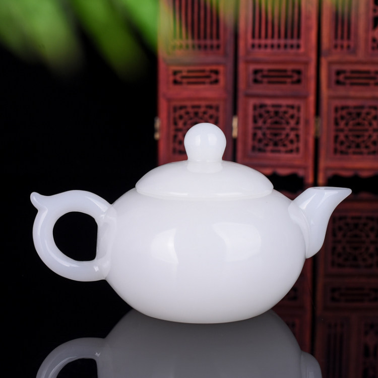 新疆和田玉茶壶酒壶和田白玉茶具把把壶酒壶酒具玉石摆件手把件