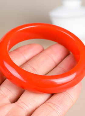 和田玉红玉手镯天然玉石镯子