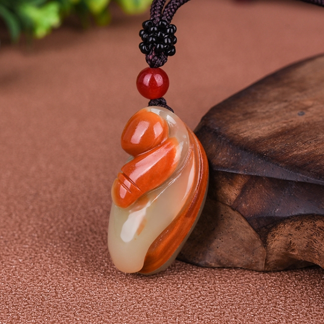 天然玉石新疆和田玉青白玉籽料福瓜吊坠玉佛手挂件福寿项链玉坠