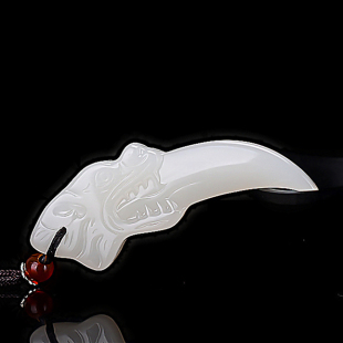 天然和田玉狼牙吊坠男士项链狼牙白玉挂坠男生女款个性潮人饰品